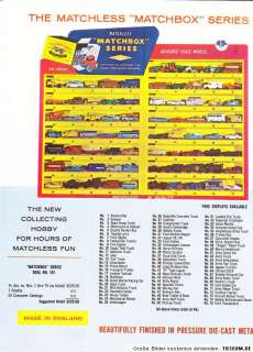 very rare Matchbox/Lesney/Bronner Dealer catalog 1962  