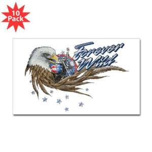 Sticker (Rectangle) (10 Pack) Forever Wild Eagle Motorcycle and US 