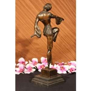   Chiparus Belly Dancer Bronze Masterpiece Sculpture Marble Base Statue