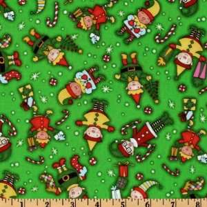  44 Wide One Crazy Christmas Eve Tossed Elves Green 