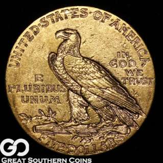 1915 $5 GOLD Indian Half Eagle CHOICE AU++  