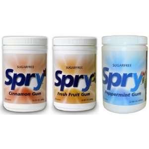  Spry 600ct Xylitol Chewing Gum 3 PACK SAVINGS!!! (Cinnamon 