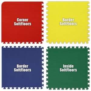 Floor Pad, SoftFloors, Red, Yellow, Blue, Green, 14 x 18 Set, Total 
