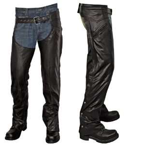 Carroll Leather Unisex Chaps with Fully Lined Double pockets (Black 