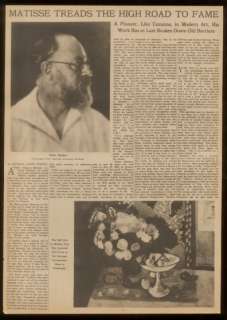 1927 Henri Matisse photo biography print article  