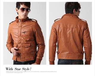 New Fashion Corea Short style Slim Personality Leather Jacket Mens 