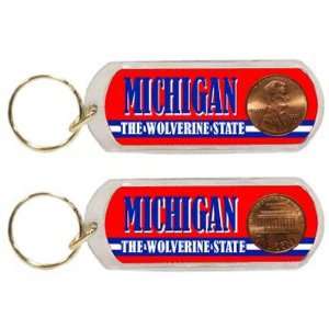   Michigan Keychain Lucite Lucky Penny Case Pack 96
