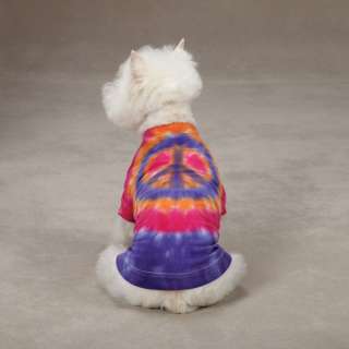 CASUAL CANINE TIE DYE PEACE SIGN PET TEE DOG T  SHIRT  