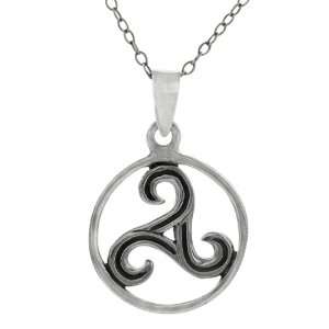    Sterling Silver Celtic Triskele in Circle Necklace Jewelry
