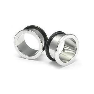  Top Hat Tunnel Stainless Steel Earlets   Price Per 1   5/8 