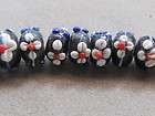 10 Handmade Lampwork Rondelle 12x8mm Dark Blue,White,Red Beads(G119D)