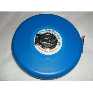  30 METER FIBERGLASS WIND UP TAPE MEASURE. BLUE CASE. ON THE FRONT 