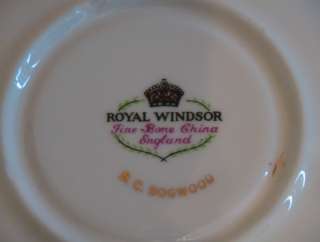 Royal Windsor Fine Bone China Teacup & Saucer Set Blue Floral Dogwood 