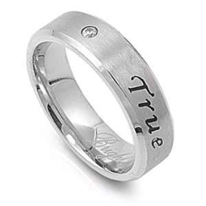    Stainless Steel Plain Ring   True Love Waits   Size : 5: Jewelry