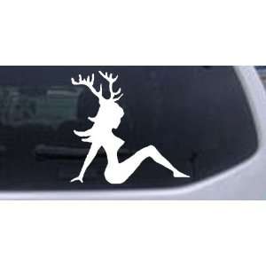 Sexy Chic Mud Flap Woman with Deer Horns Hunting And Fishing Car 