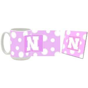  Nebraska Cornhuskers Pink Polkadot Coaster and Mug Combo 