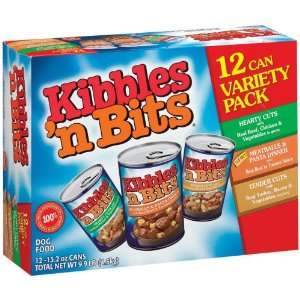 Kibbles n Bits Dog Food, Variety Pack, 13.2 Ounce Cans (Pack of 24 