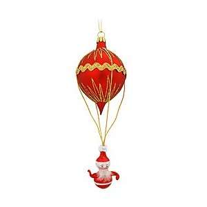  Santa Red Hot Air Balloon Glass Ornament