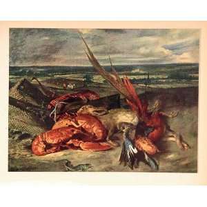  1952 Print Still Life Lobster Rabbit Pheasant Delacroix 