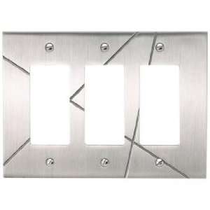  Modernist Brushed Nickel Triple Rocker Wall Plate