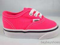 VANS AUTHENTIC NEON PINK/TRUE WHITE/BLACK BABY INFANT TODDLER ALL 