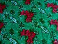 Caribbean Tropical Island Cotton Fabric Hibiscus Palm  