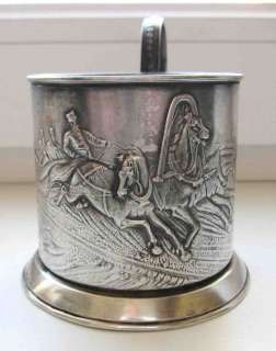 Russian Tea glass holder PODSTAKANNIK troika of horses  