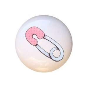   Baby Nursery Pink Diaper Pin Girl Drawer Pull Knob
