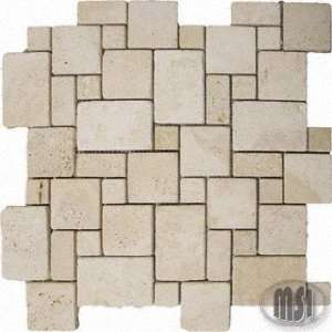  Montego Sela Tuscany Ivory Travertine Tumbled Pattern Tile 