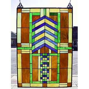  The Desert Sunset FLW Style Stained Glass Window: Home 