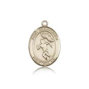  14kt Gold St. Saint Christopher/Track&Field Medal 1 x 3/4 