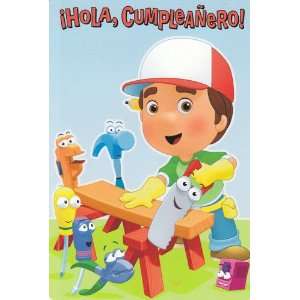 Greeting Card Handy Manny Spanish Hola, Cumpleanero Translation on 