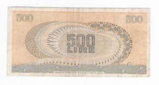 Italy 500 Lire 1970 aVF Beautiful Banknote  