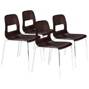  Zuo Set of Four Escape Wenge Stacking Chairs