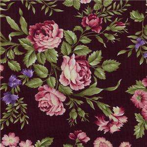 RJR Giselle Marianne Elizabeth Floral Rose Quilt Fabric Black Pink 