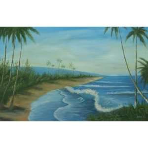   inch Landscape Art Oil Painting Florida Palm Beach: Home & Kitchen