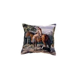  Moutain Rider Cowboy & Horse Decorative Throw Pillow 17 x 