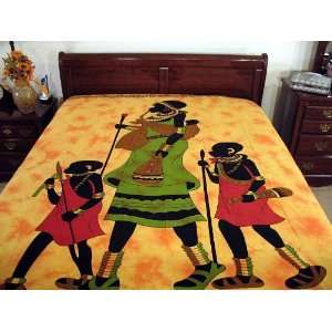  Tribal Style Dyed Cotton Full Bed Sheet Linen Tapestry 