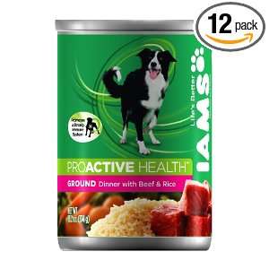 IAMS Dog Food proactive Healthy Ground,Dinner Beef & Rice,13.2 Ounce 
