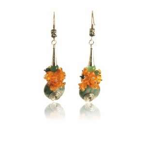   Silver Inches Sterling Silver Fall Harvest Amber Earrings: Jewelry