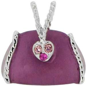  Swarovski Crystal Purple Handbag Silver Pendant Jewelry