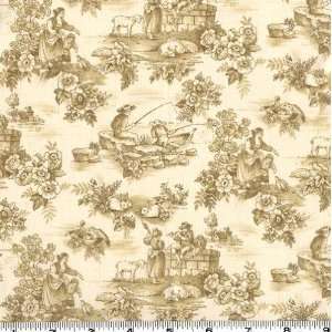  45 Wide Chelsea Park Toile Ecru Fabric By The Yard: Arts 