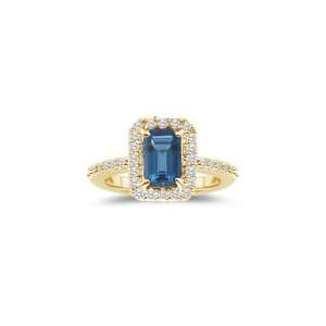  0.45 Cts Diamond & 3.24 Cts London Blue Topaz Ring in 14K 
