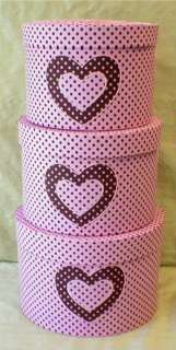 Fabric Covered Hat Box ,Pink Brown Toile, XLG, Tall (3)  
