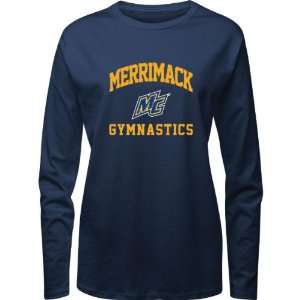 Merrimack Warriors Navy Womens Gymnastics Arch Long Sleeve T Shirt 