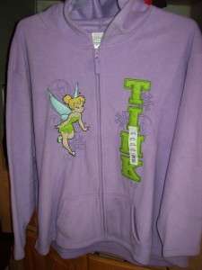 Soft Lavender Fleece Tinkerbell Tink Zippered Hoodie NEW W/Tags 4X 26 