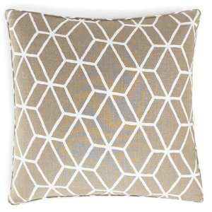  Bethe Tile Linen Square Pillow in Light Brown: Home 