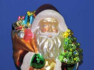   PACCONI MERCURY GLASS 16 SANTA IN ORIG. BOX   on wooden base  