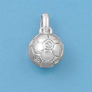  Sterling Silver Mini Soccer Ball CZ Stud Pendant: Jewelry
