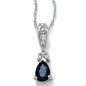    PalmBeach Jewelry Blue Sapphire 10k White Gold Pendant Jewelry